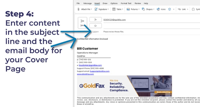 egoldfax instructions for email to fax