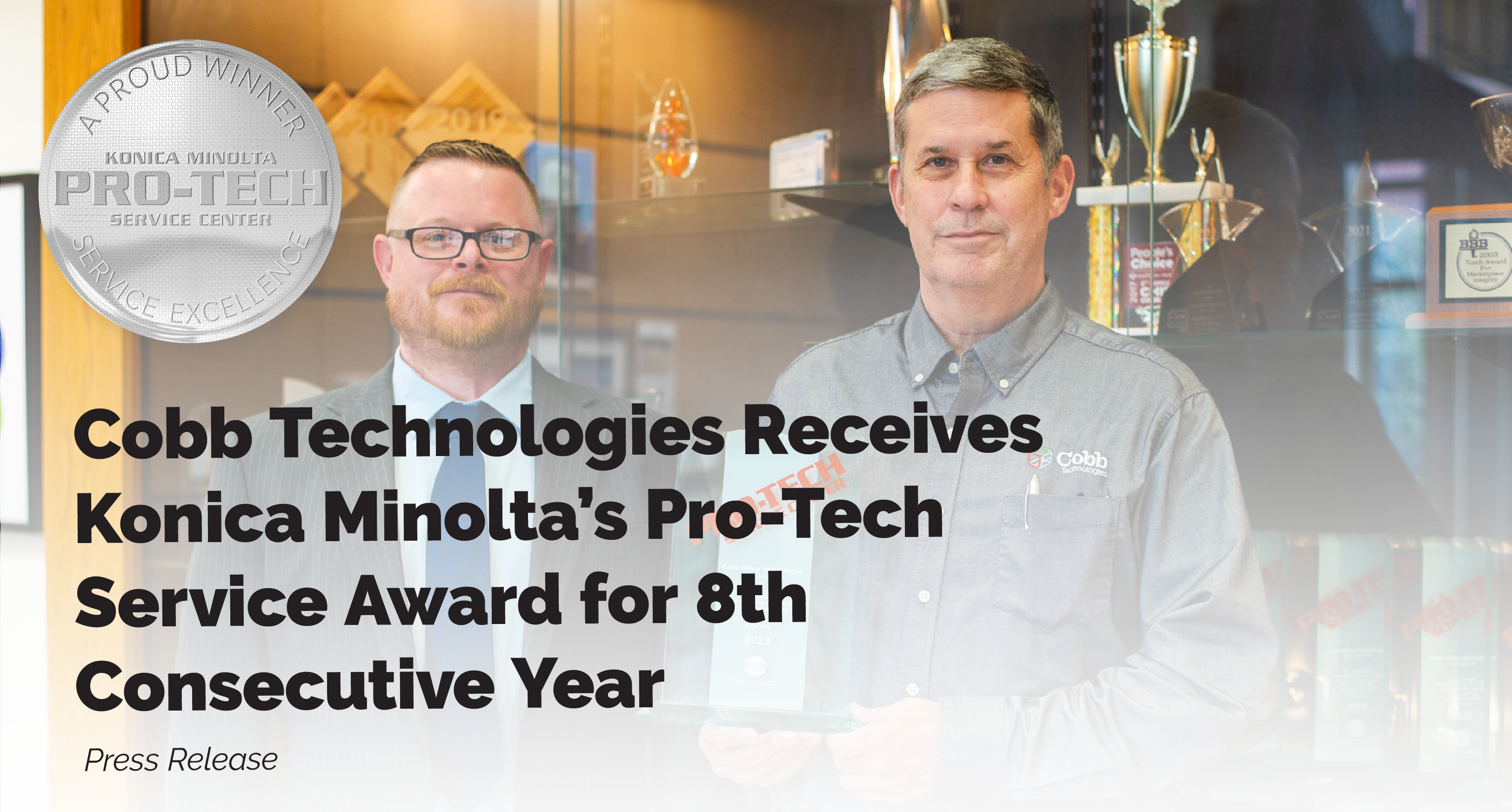 Cobb Technologies Receives Konica Minolta’s Pro-Tech Service Award for 8th Consecutive Year